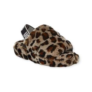 Ugg Fluff Yeah Leopard Shearling Slides Slippers 10